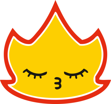 Bir insan tarafından çizilen ateşin düz renkli retro karikatürü