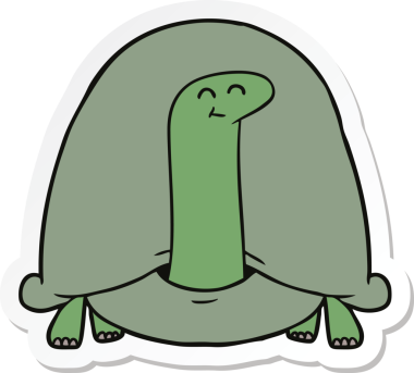 Bir insan tarafından çizilmiş karikatür kaplumbağasının çıkartması.