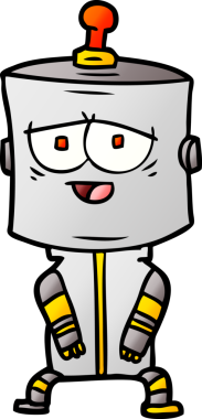 Bir insan tarafından çizilmiş çizgi film robotu