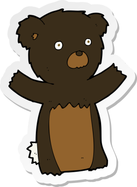 Bir insan tarafından çizilmiş siyah ayı yavrusunun çıkartması.