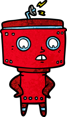 Bir insan tarafından çizilmiş çizgi film robotu