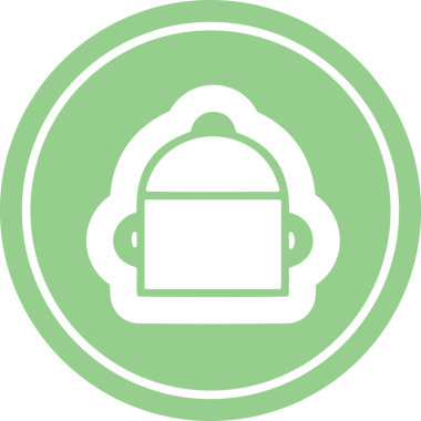 Bir insan tarafından çizilmiş tencere yuvarlak simgesi.