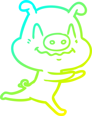 Bir insan tarafından çizilmiş, gergin bir domuz çizgi filmi çizimi.