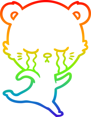 Bir insan tarafından çizilmiş ağlayan çizgi film ayısının çizimi.