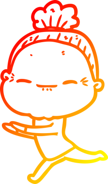 Bir insan tarafından çizilmiş barışçıl, yaşlı bir kadının sıcak çizgi çizimi.