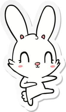 Bir insan tarafından çizilmiş şirin bir tavşan çizgi filminin çıkartması.