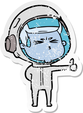 Bir insan tarafından çizilmiş stresli astronot karikatürü.