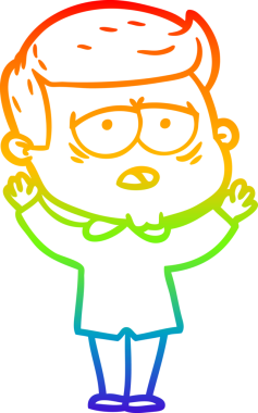 Gökkuşağı gradyan çizgi çizimi bir insan tarafından çizilmiş yorgun bir adam