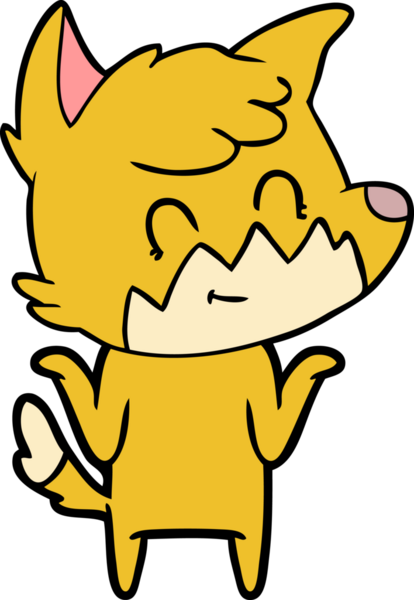 Bir insan tarafından çizilmiş çizgi film dostu tilki.