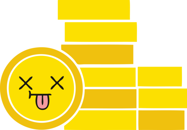 Bir insan tarafından çizilmiş paraların düz renkli retro karikatürü