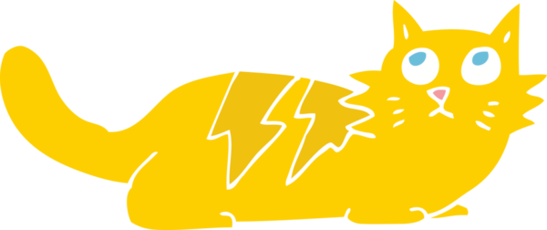 Bir insan tarafından çizilmiş kedinin düz renk çizimi