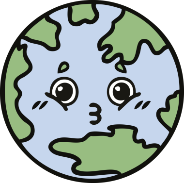 Bir insan tarafından çizilmiş şirin bir dünya karikatürü.