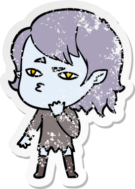 Bir insan tarafından çizilmiş vampir bir kızın sıkıntılı çıkartması.