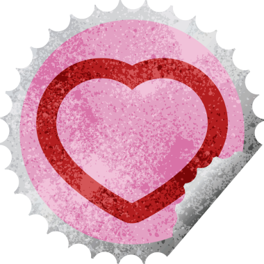 kalp sembolü grafik vektör illüstrasyon yuvarlak çıkartma damgası bir insan tarafından çizilmiş