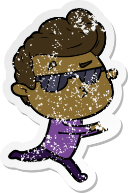 Bir insan tarafından çizilmiş havalı bir adamın sıkıntılı çıkartması.