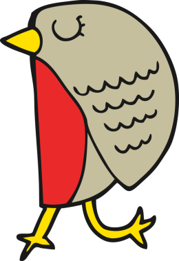 Bir insan tarafından çizilmiş çizgi film kuşu.