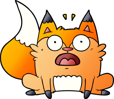 Çizgi film bir insan tarafından çizilmiş ürkmüş tilki.