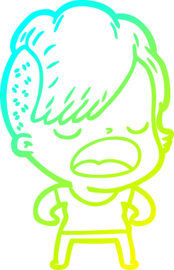 Bir insan tarafından çizilmiş havalı bir hippi kızın soğuk gradyan çizimi.