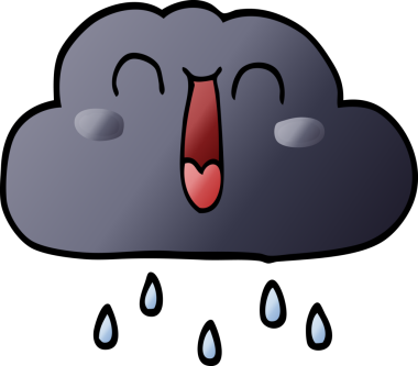 Bir insan tarafından çizilmiş mutlu bir yağmur bulutunun karalaması