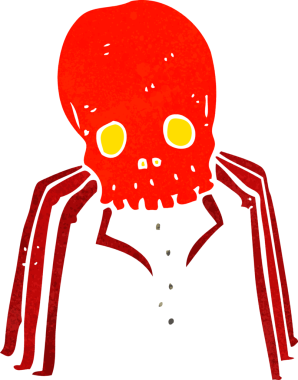 Bir insan tarafından çizilmiş ürkütücü kafatası örümceği.