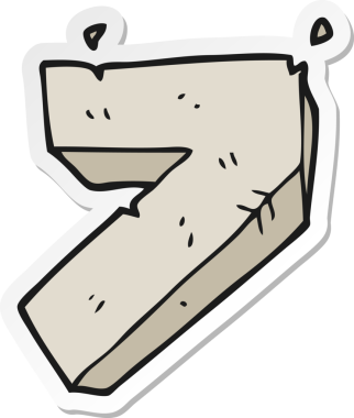 Bir insan tarafından çizilmiş yedi numaralı karikatür taşının çıkartması.