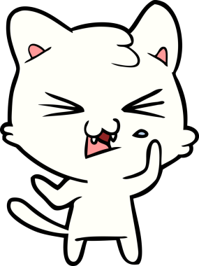 Bir insan tarafından çizilmiş çizgi film kedisi.