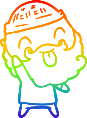 Gökkuşağı gradyan çizgisi sakallı bir adamın bir insan tarafından çizilmiş dili.