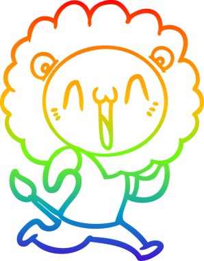 gökkuşağı gradyanı çizimi bir insan tarafından çizilmiş mutlu bir karikatür aslanı