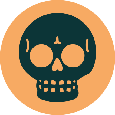 Bir insan tarafından çizilmiş bir kafatasının ikonik dövme şekli