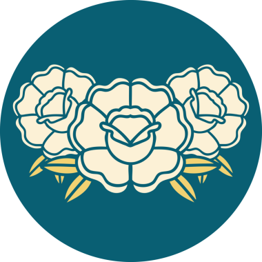 Bir insan tarafından çizilmiş bir buket çiçeğin ikonik dövme şekli