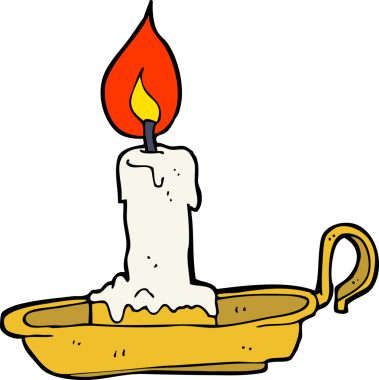 Bir insan tarafından çizilmiş eski bir şamdan.