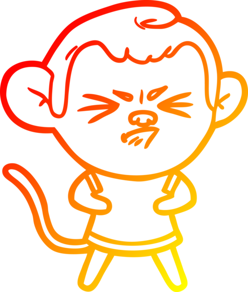 Bir insan tarafından çizilmiş kızgın bir maymunun sıcak çizgi çizimi