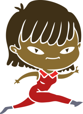 Bir insan tarafından çizilmiş düz renkli karikatür kadın