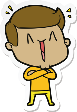 Bir insan tarafından çizilmiş heyecanlı bir adamın çıkartması.