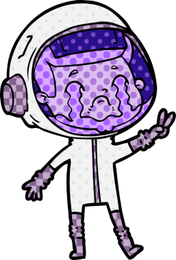 Bir insan tarafından çizilmiş ağlayan astronot çizgi filmi.