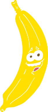 Bir insan tarafından çizilmiş muzun düz renk çizimi