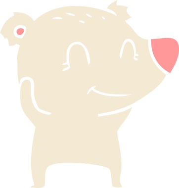 Bir insan tarafından çizilmiş gülümseyen kutup ayısı düz renkli çizgi film