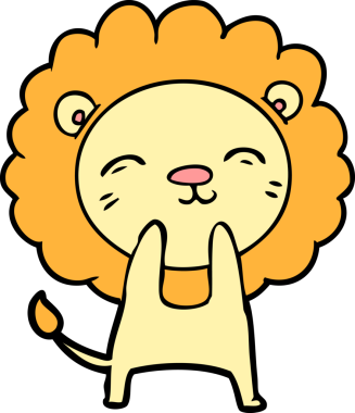 Bir insan tarafından çizilmiş çizgi film aslanı.