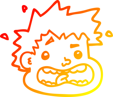 Bir insan tarafından çizilmiş, korkmuş bir karikatür çizimi.