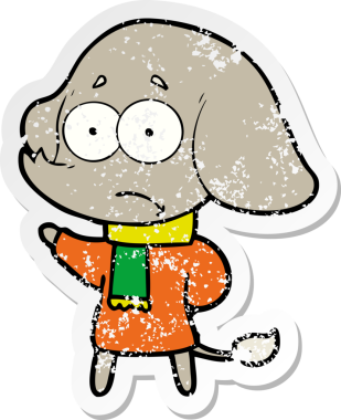 Bir insan tarafından çizilmiş eşarplı, belirsiz bir filin sıkıntılı çıkartması.