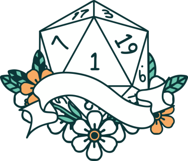 Retro Dövme Biçimi Doğal Bir d20 zar bir insan tarafından çizildi