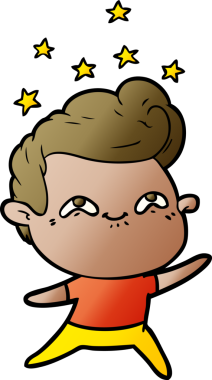 Bir insan tarafından çizilmiş heyecanlı bir çizgi film.