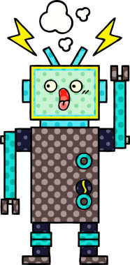 bir insan tarafından çizilmiş bir robotun çizgi roman tarzı