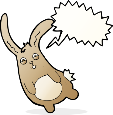 Bir insan tarafından çizilmiş komik bir çizgi film tavşanı.