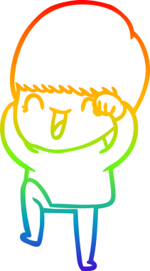 gökkuşağı gradyanı çizimi bir insan tarafından çizilmiş mutlu bir çizgi film çocuğu