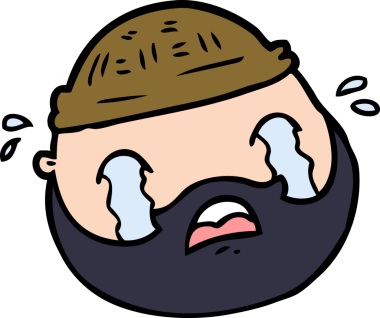 Bir insan tarafından çizilmiş sakallı bir erkek yüzü.