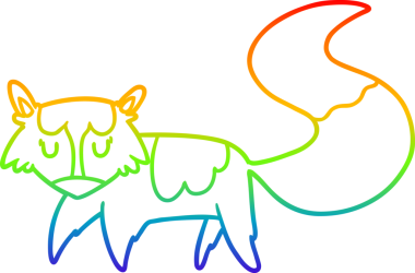 gökkuşağı gradyanı çizimi bir insan tarafından çizilmiş tilki çizgi filmi