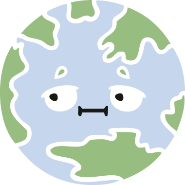 Bir insan tarafından çizilmiş düz renkli bir yeryüzü çizgi filmi.