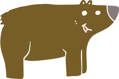 Bir insan tarafından çizilmiş düz renkli çizgi film ayısı