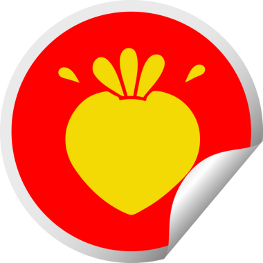 Bir insan tarafından çizilmiş bir çileğin dairesel kabuk soyma etiketi.